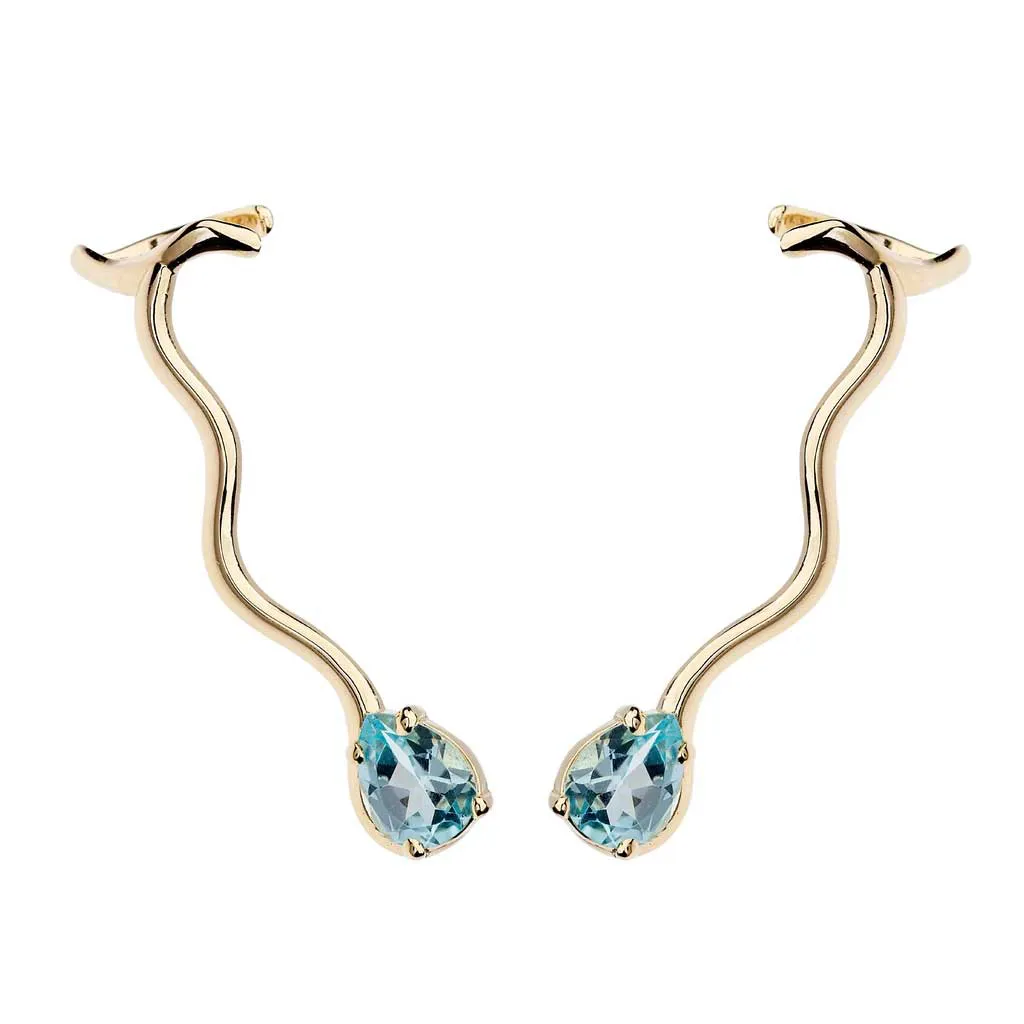 Earcuff Ondas com Topázio Azul