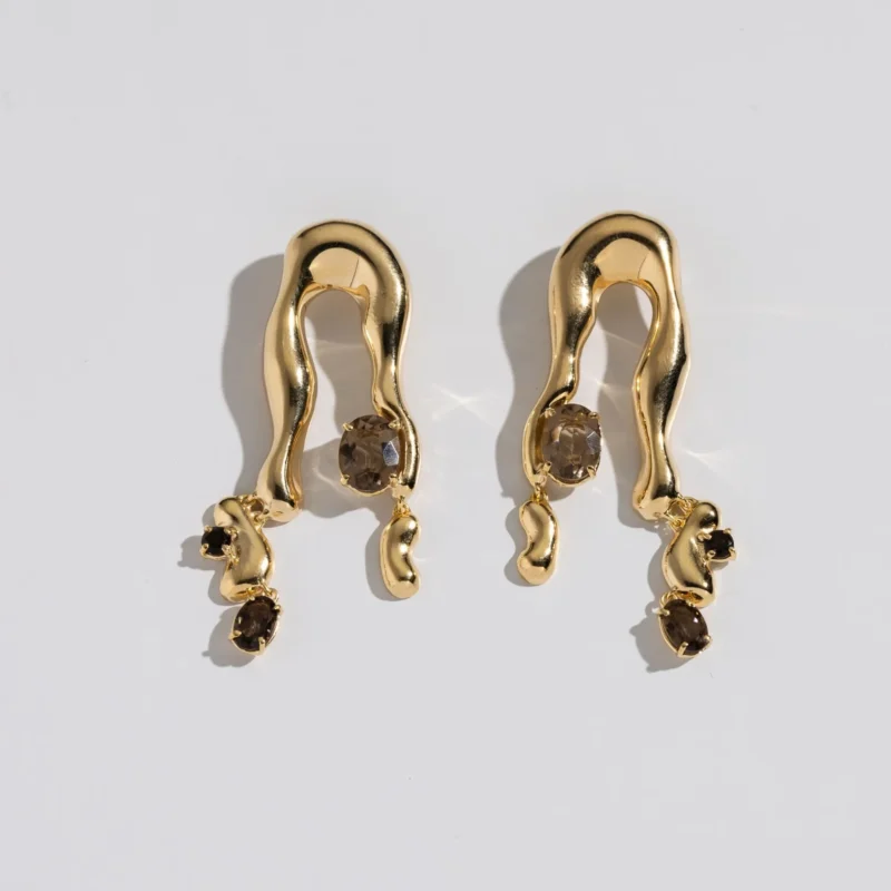 Brinco Cléo com Quartzo Fumê